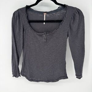 Free People whimsical fairy grunge, layering Charcoal Long Sleeve Blouse X-small